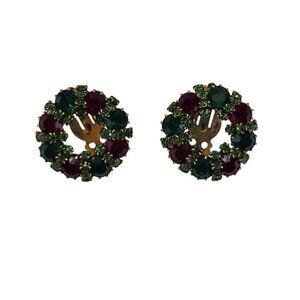 Vintage Signed Weiss Wreath Clip On Earrings (A7115)